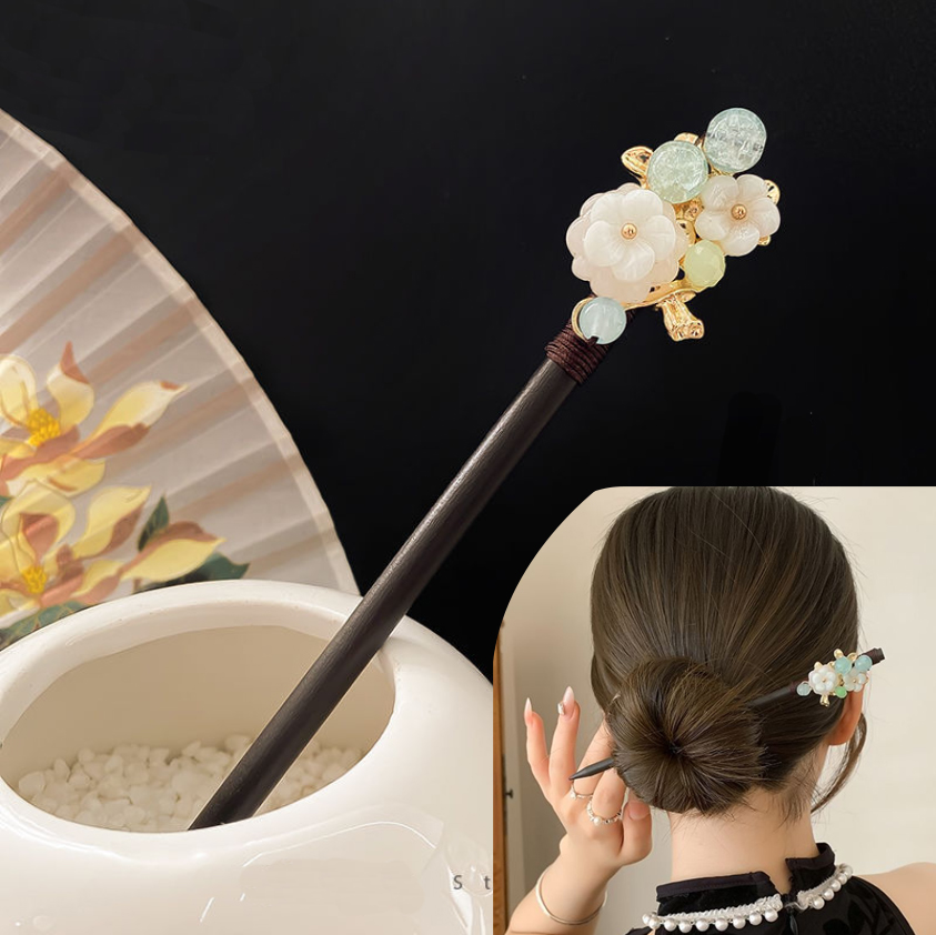 Pearl Hair Pin - Pauzinho de Cabelo Chinês de Madeira