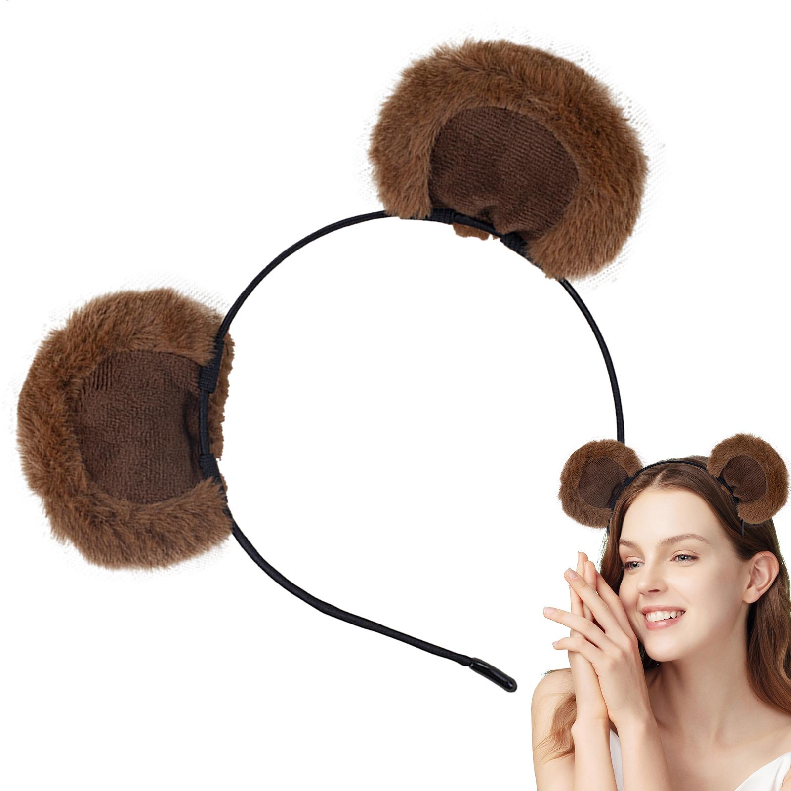 Women Accessories Combo Gift - Tiara de Orelhas Marrons Fofas Ajustável,