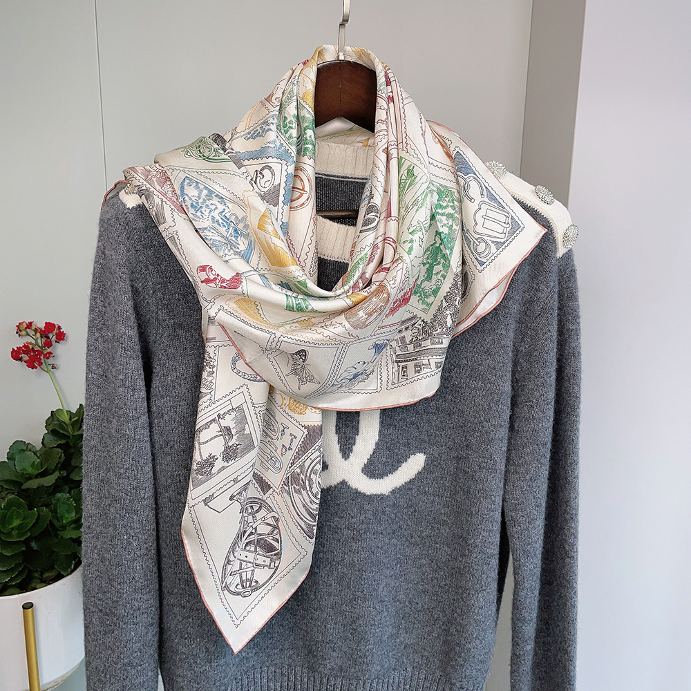 Lenço de seda de luxo 90cm mar - Accessories Brand For Women avaliação e preço