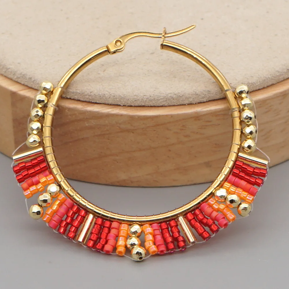 Grande círculo brincos mão bea - Statement Earrings Oversized avaliação e preço