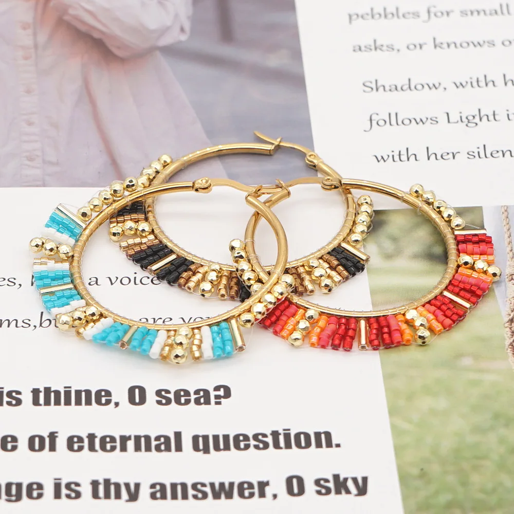 Grande círculo brincos mão bea - Statement Earrings Oversized avaliação e preço